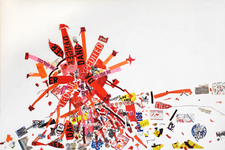 EGON ZIPPEL / Online Archive Devandalizing (in general) Sticker and signaling tape from NY on canvas
