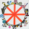 EGON ZIPPEL / Online Archive Devandalizing (in general) Stickers from NYC, signaling tape and acrylic paint on canvas