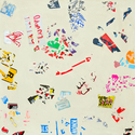 EGON ZIPPEL / Online Archive Devandalizing (in general) Stickers from NYC and acrylic paint on canvas