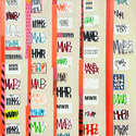 EGON ZIPPEL / Online Archive Devandalizing (in general) Stickers from NYC, signaling tape and acrylic paint on canvas